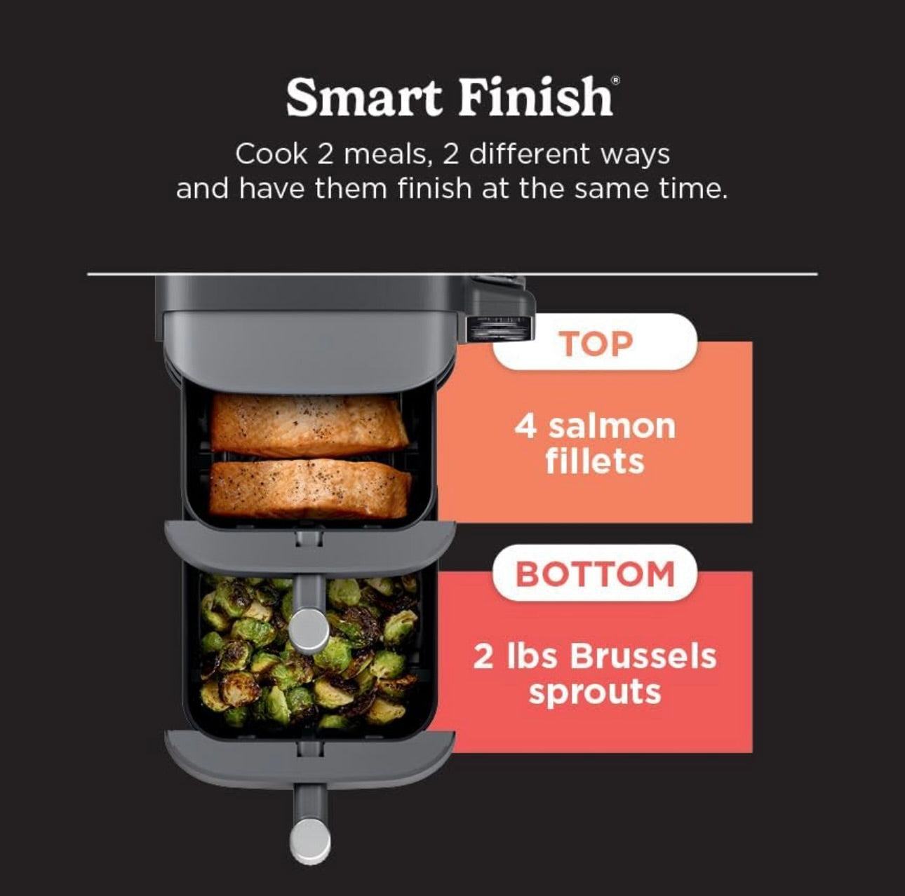Ninja DoubleStack XL Smart 2-Basket Air Fryer, Smart Cook System, DoubleStack Technology Cook 10 QT, 6-in-1, Smart Finish & Match Cook, Air Fry, Broil, Bake (SL451)