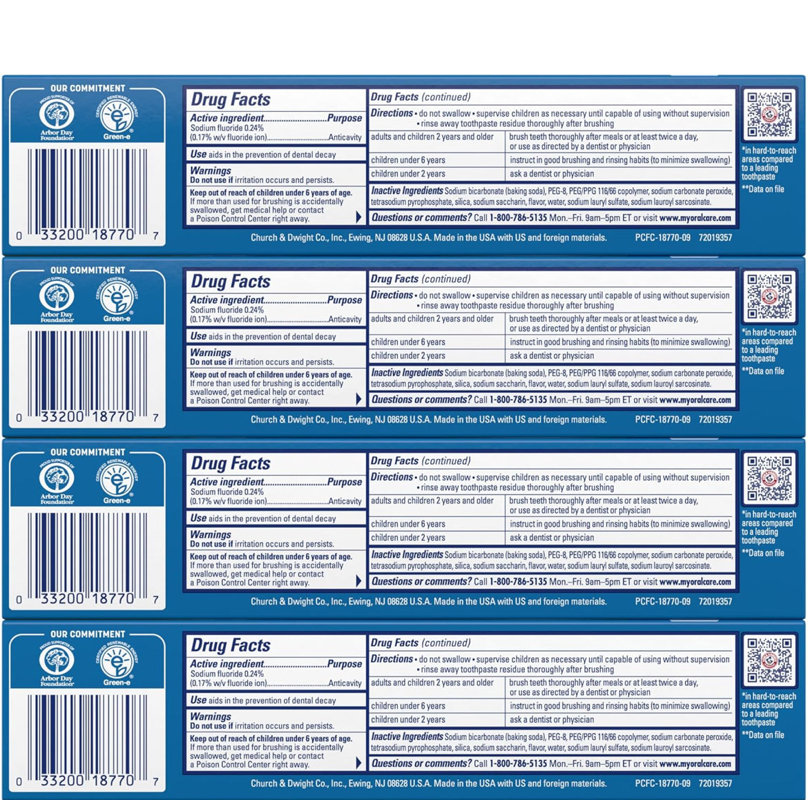 ARM & HAMMER Peroxicare Toothpaste for Gum Health, Baking Soda Toothpaste, Clean Mint 6.0 oz (Pack of 4)