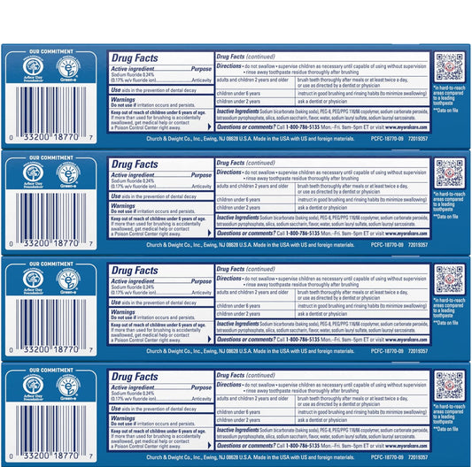 ARM & HAMMER Peroxicare Tandepasta vir Tandvleisgesondheid, Koeksoda Tandepasta, Skoon Munt 6.0 oz (Pak van 4)