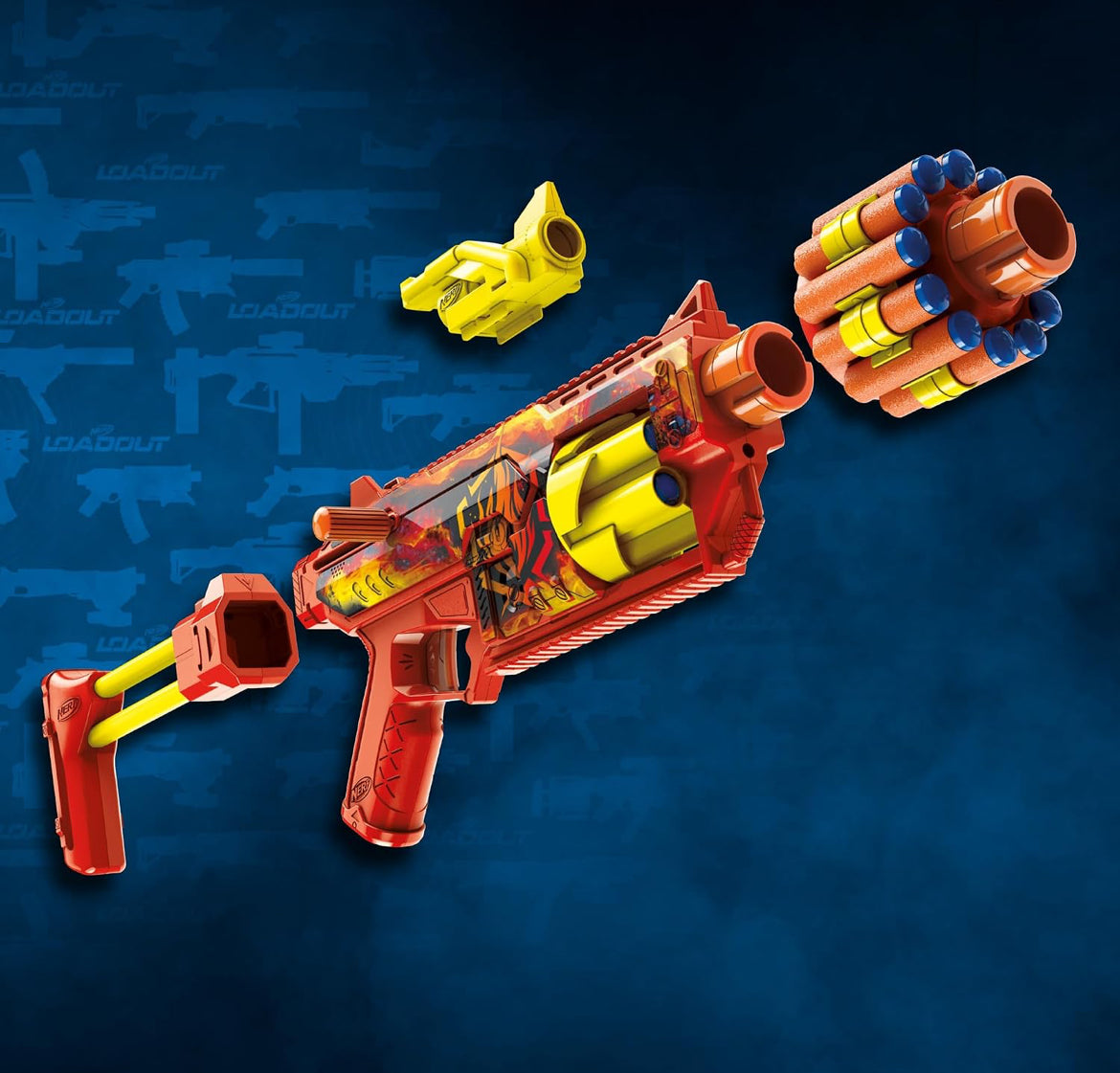 Nerf Loadout FlareFusion Blaster, 3 Interchangeable Attachment Accessories, 18 Nerf N1 Darts, Kids Toys & Gifts, Ages 8+