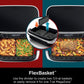 Ninja DZ071 Foodi 6-in-1 FlexBasket Air Fryer with 7-QT MegaZone & Basket Divider for Large Proteins & Full Meals, Smart Finish Cook 2 Foods 2 Ways, Family Sized Capacity, Air Fry, Roast & More - Black