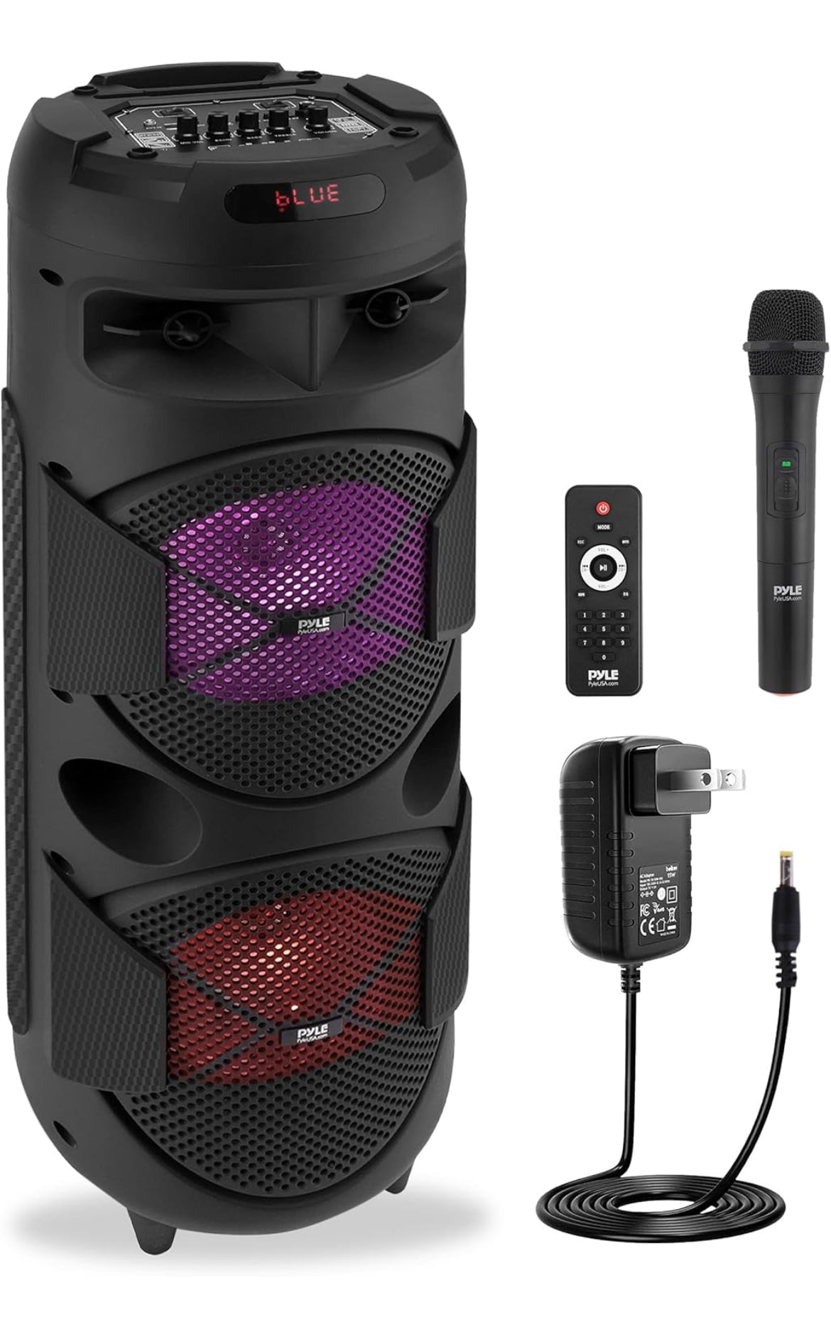Rechargeable Portable Bluetooth PA Speaker 240W Dual 6.5" Indoor/Outdoor BT Karaoke Audio System-TWS, Party Lights, LED Display, FM/AUX/MP3/USB/SD, 6.5mm in, Carry Handle-Wireless Mic, Remote