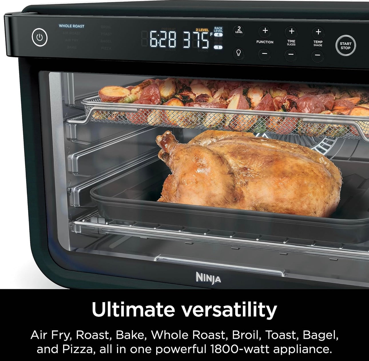Ninja DT202BK Foodi 8-in-1 XL Pro Air Fry Oven, Large Countertop Convection and Digital Toaster Oven - 1800 Watts (Black )