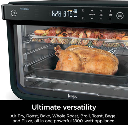 Ninja DT202BK Foodi 8-in-1 XL Pro Lugbraai-oond, Groot Konveksie- en Digitale Broodrooster-oond vir Werksoppervlak – 1800 Watt (Swart)