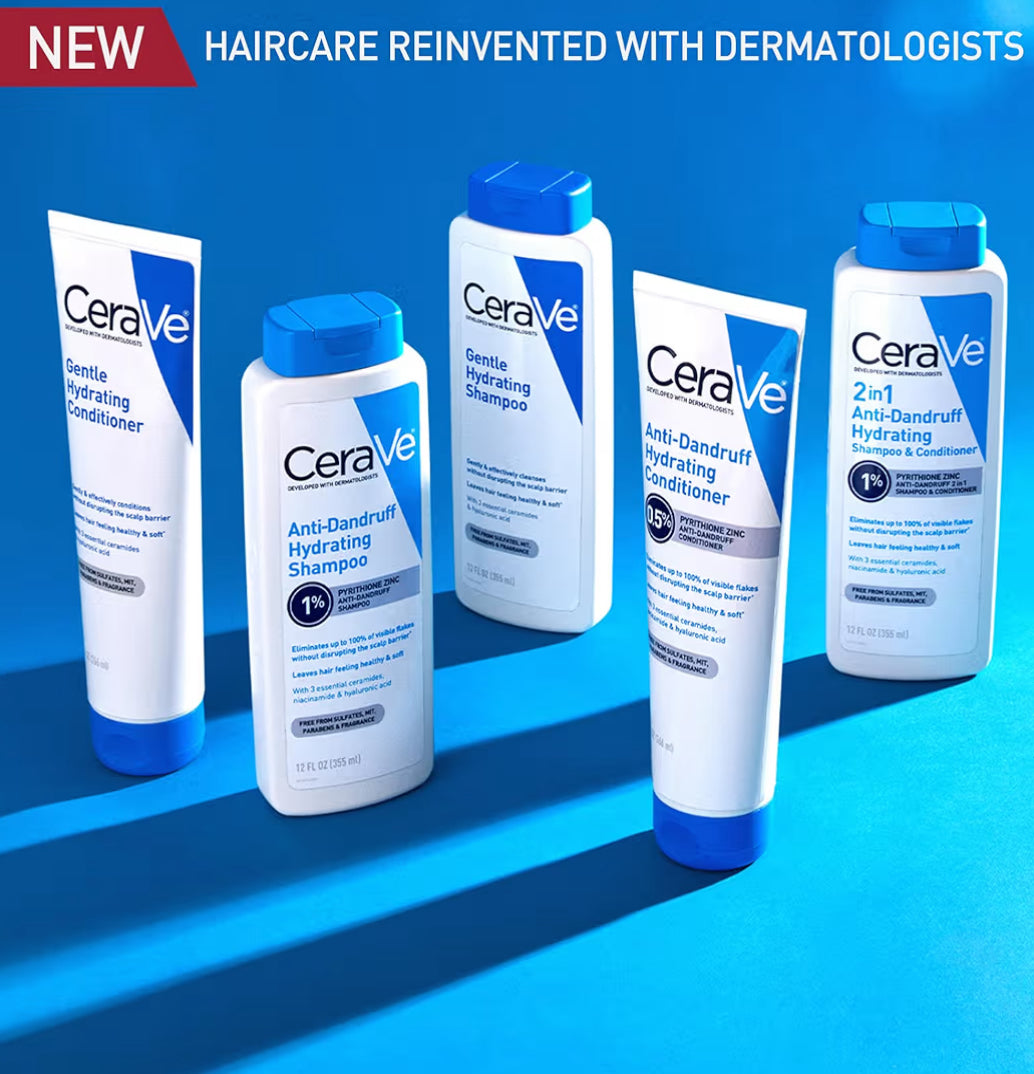 CeraVe 2 In 1 Hydraterende Anti-Roos Sjampoe En Conditioner, 1% Pirition Sinks Roosbehandeling - Kleurveilig & Sulfaatvry