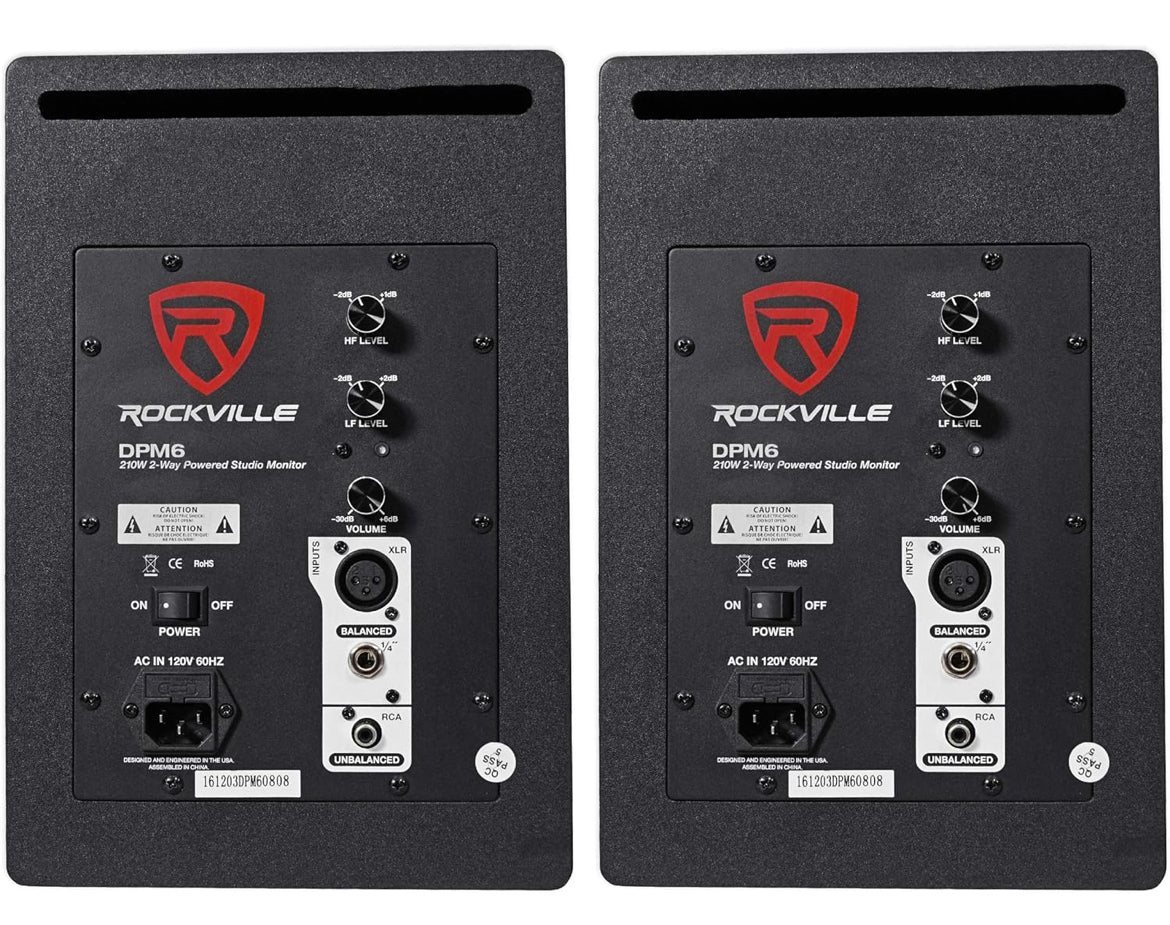 Rockville (2) DPM6W Dual Powered 6.5" 420 Watt Active Studio Monitor Speakers