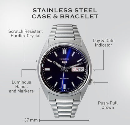 Seiko 5 Manshorlosie van vlekvrye staal