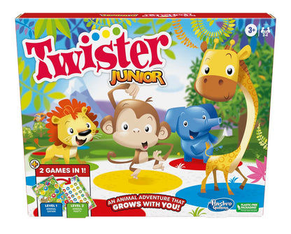 Hasbro Gaming Twister Junior Game, Animal Adventure 2-Sided Mat, 2 Games in 1, Party Game for Kids Ages 3 and Up and 2-4 Players
