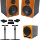 Rockville 2 APM6C 6.5" Powered Studio Monitors+Active 10" Subwoofer+Stands+Pads