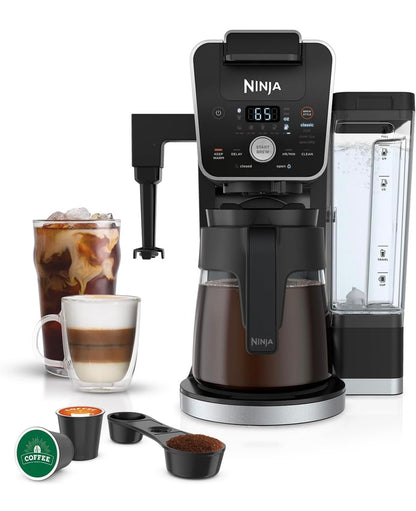 Ninja DualBrew System 14-Kop Koffiemaker, Enkelbediening, Peule en Grond, 4 Broustyle 70-ons Waterreservoir en Karaf - Swart (CFP451A)