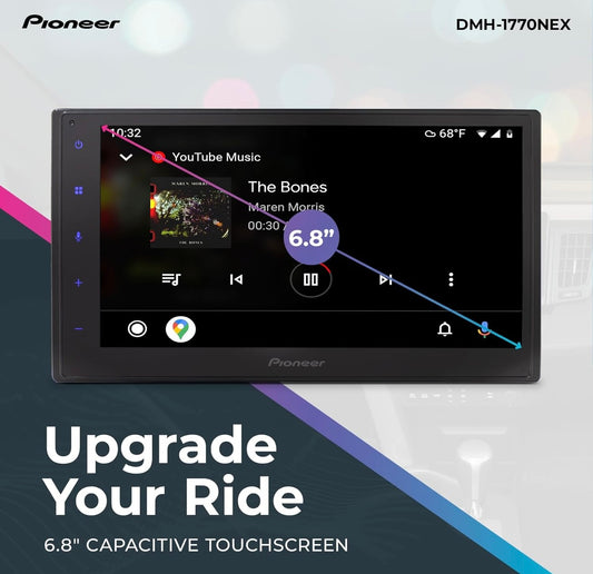Pioneer DMH-1770NEX Dubbel-DIN Digitale Multimedia-ontvanger, Bedrade Apple CarPlay en Android Auto, 6.8”-Kapasitiewe Raakskerm