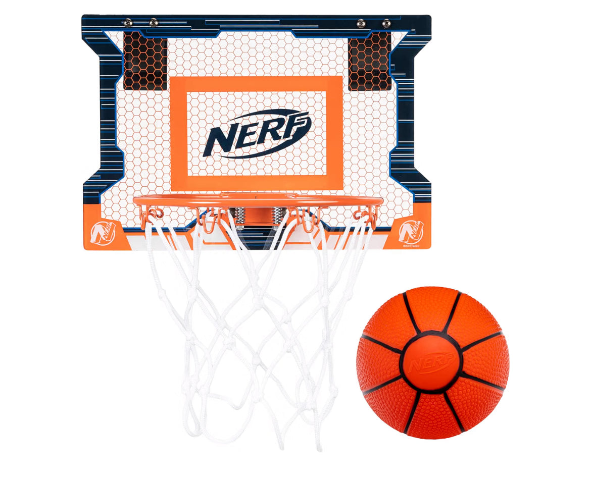 NERF Basketball Hoop Set - Pro Hoop Mini Hoop Set with Mini NERF Basketball - Steel Rim Great for Dunking