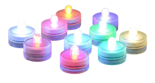Submersible LED Lights Battery Powered Underwater Waterproof LED Tea Light Candles Home Decor Lighting - Multi-colored