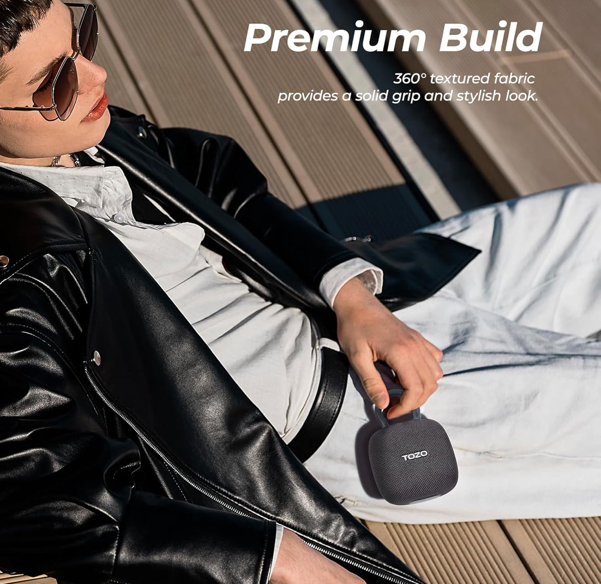 PE1 Mini Portable Bluetooth Speakers w/ Adjustable Carabiner IPX8 Waterproof, 32H Playtime - Black