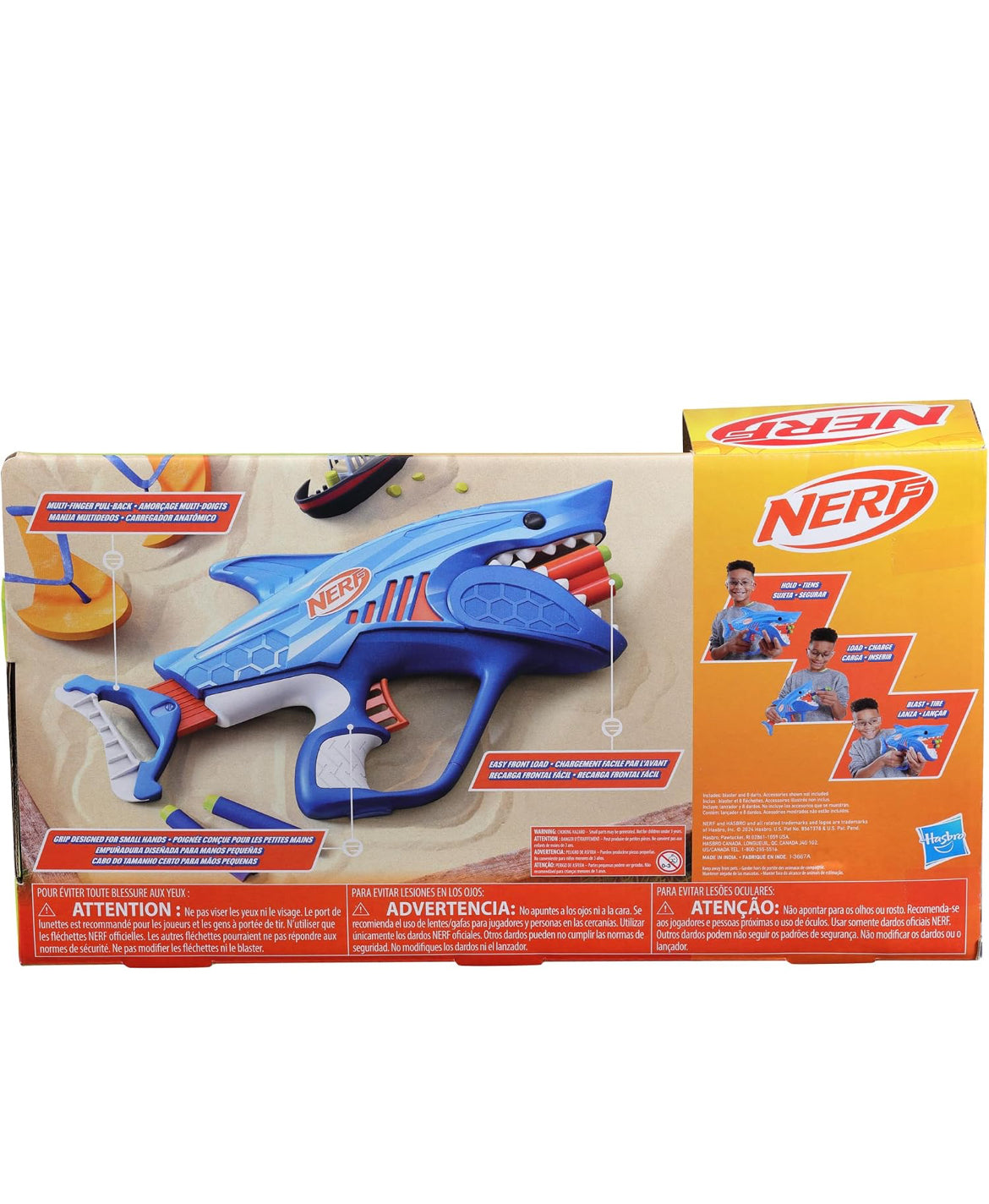 NERF Junior Wild Sharkfire, Easy Play Dart Blaster, 8 Nerf Elite Darts, Nerf Blaster Shark Toys for 6 Year Old Boys & Girls & Up, Outdoor Toys