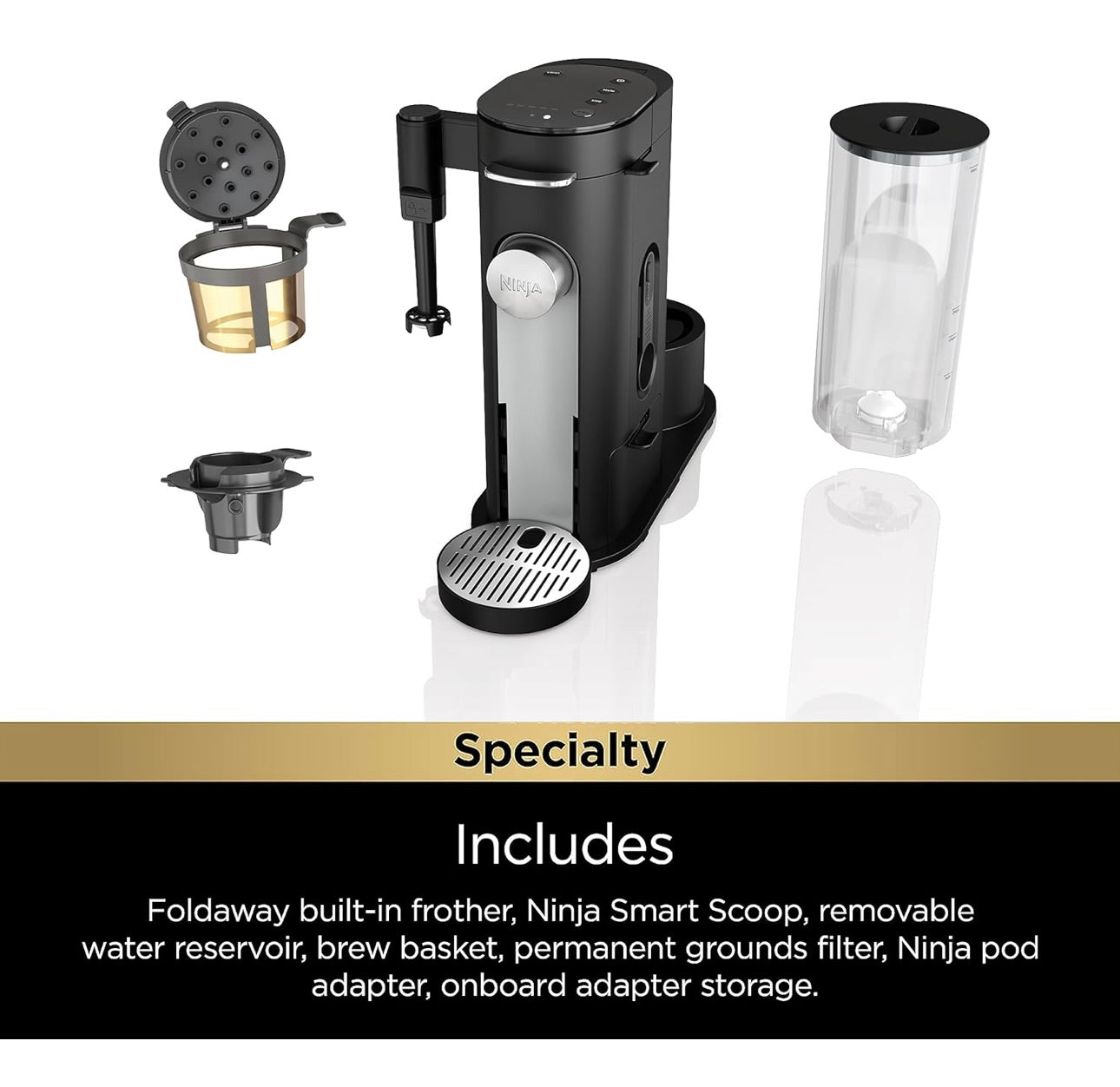 Ninja Coffee Maker Single Serve Brew with Coffee Pods & Grounds Compatible with K-Cup Coffee Pods - Black (PB051)