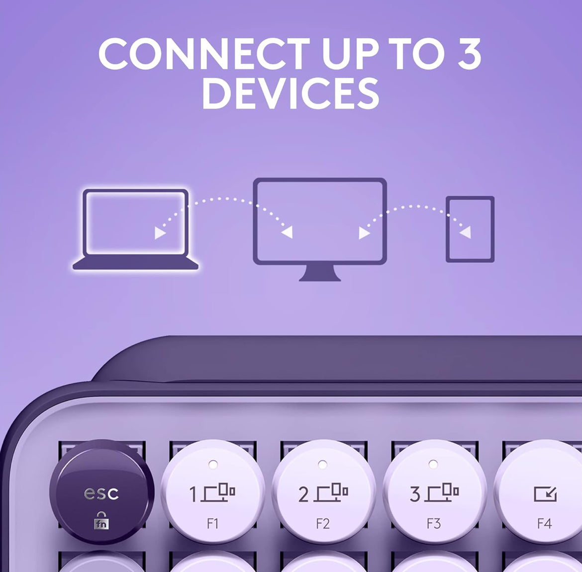 Logitech POP Keys Mechanical Wireless Keyboard with Customizable Emoji Keys, Durable Compact Design, Bluetooth or USB Connectivity, Multi-Device, OS Compatible - Cosmos