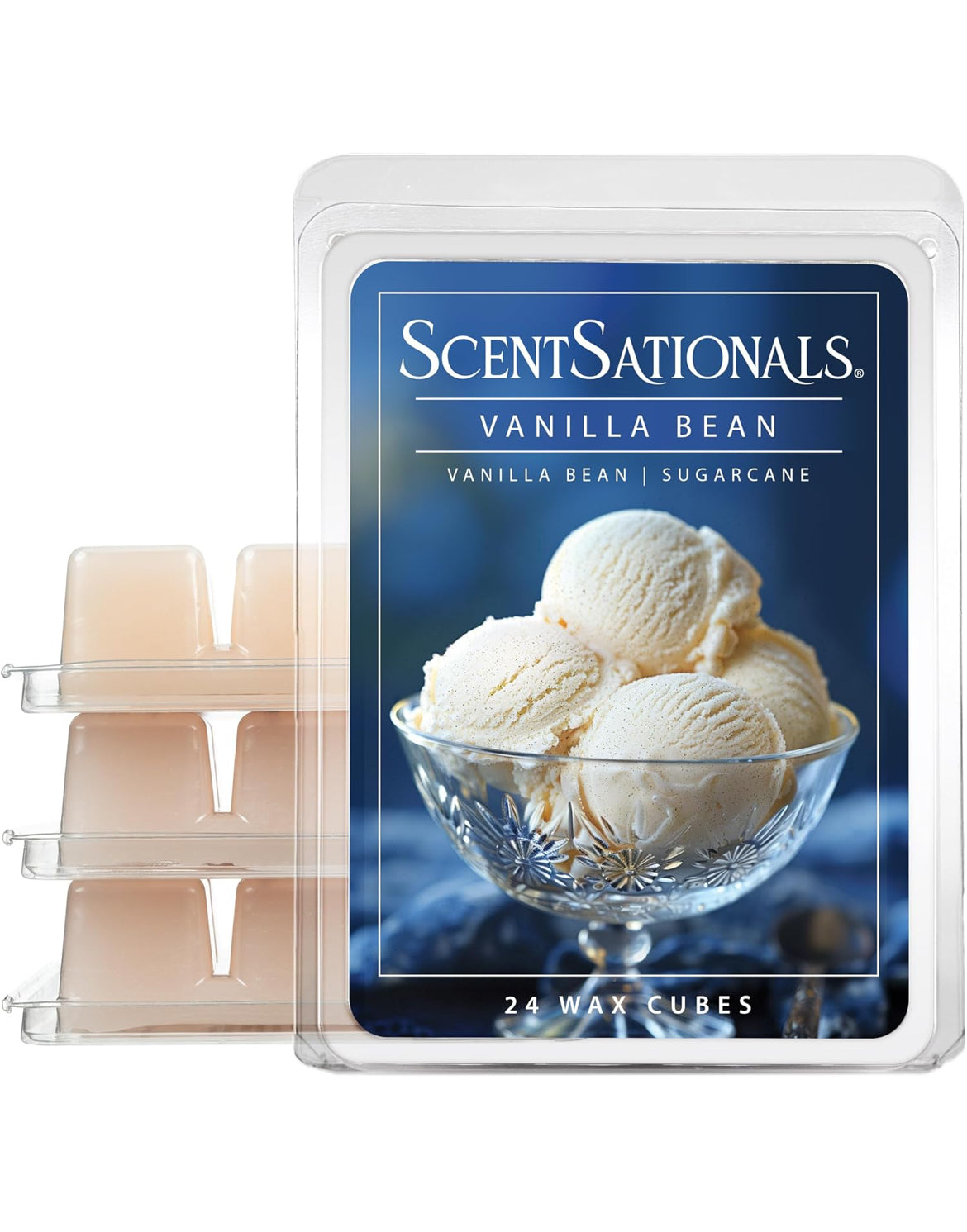 Scentsationals Wax Melts, Wax Cubes Strong Scent - Vanilla Bean - Long Lasting Scented Wax Melts for Warmer, 10oz (Pack of 4)
