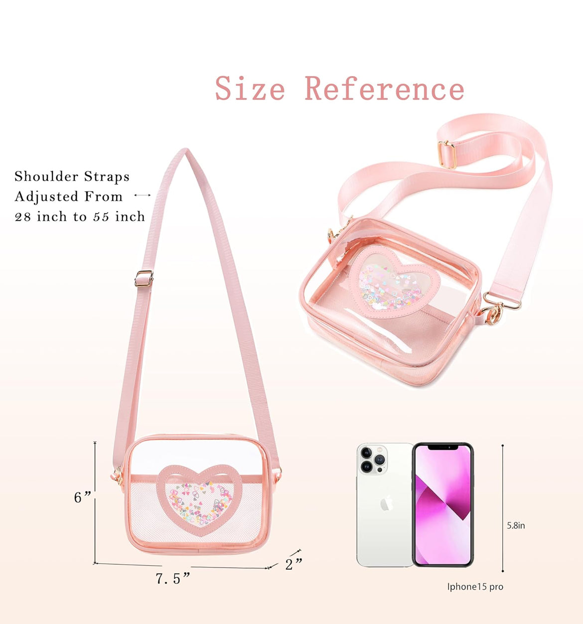 Clear Crossbody Bag for Women Girls Kids Purse Toddlers Shoulder Messenger Handbags Transparent Bags Wallet Pouch