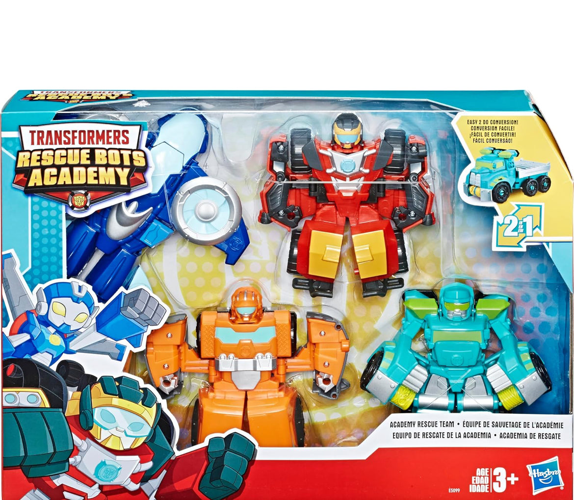 Playskool Heroes Transformers Rescue Bots Academy Rescue Team Pack, 4 Collectible 4.5" Converting Action Figures, Toys for Kids Ages 3 & Up