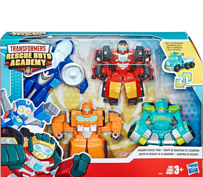 Playskool Heroes Transformers Rescue Bots Academy Rescue Team Pack, 4 Collectible 4.5" Converting Action Figures, Toys for Kids Ages 3 & Up
