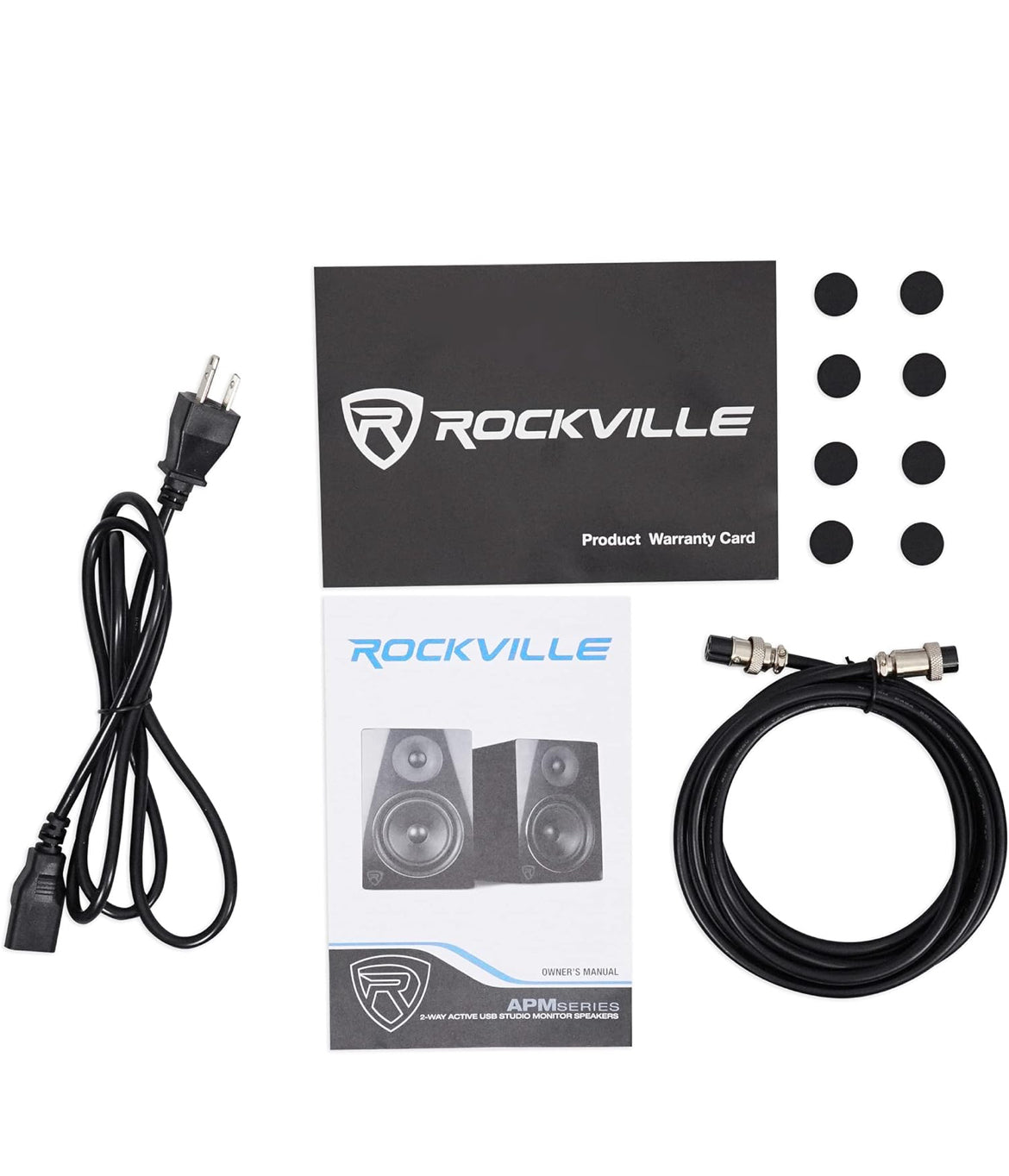 Rockville Pair APM6C 6.5" 2-Way 350 Watt Powered USB Studio Monitors+Stands+Pads