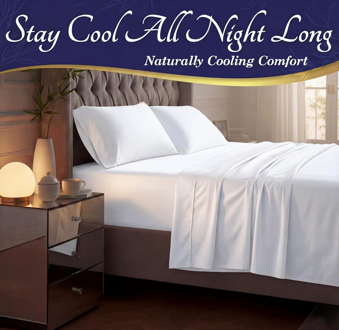 DECOLURE 100% Viscose Derived from Bamboo Sheets Queen Size - Luxury 4 Pc Naturally Cooling Sheets, Ultra Soft Bed Set - Deep 17" Pockets, Durable Double Stitching, Oeko Tex Standard (White)