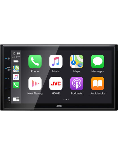 JVC KW-M560BT Apple CarPlay Android Auto Multimedia Speler met 6.8" Kapasitiewe Raakskerm, Bluetooth Oudio en Handsfree Oproepe, MP3-Speler, Dubbel DIN, 13-Band EQ, SiriusXM, AM/FM Motorradio