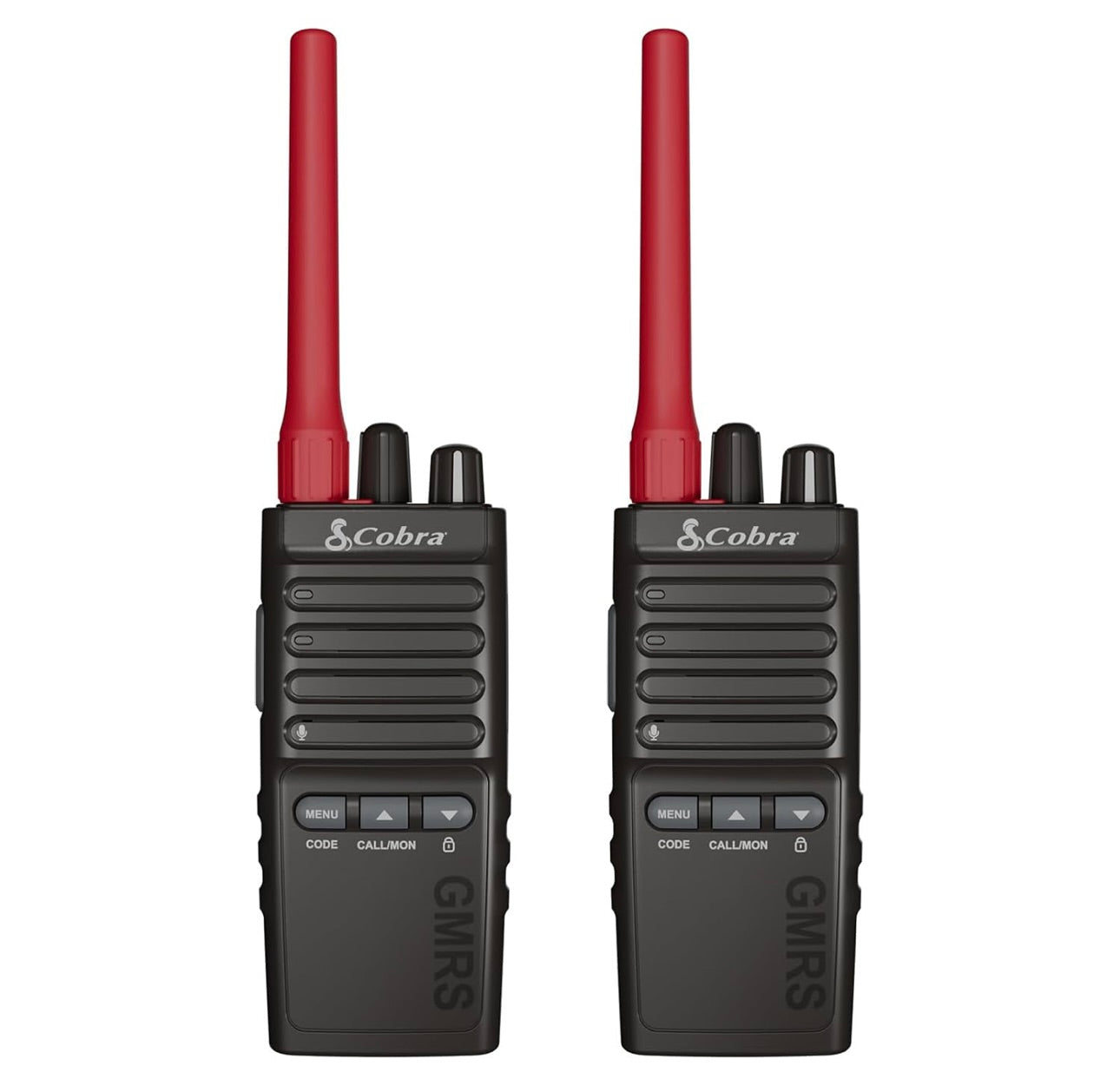 Cobra Trailblazer 500 GMRS Radio (2-pak) – IP54 Robuuste Ontwerp Sonder Skerm, 2.5W Langafstand Walkie Talkies, 16 uur Battery, Draaiholster, Programmeerbare Sagteware, Verwyderbare Antenna, Herhaler Versoenbaar