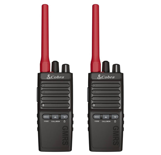 Cobra Trailblazer 500 GMRS Radio (2-pak) – IP54 Robuuste Ontwerp Sonder Skerm, 2.5W Langafstand Walkie Talkies, 16 uur Battery, Draaiholster, Programmeerbare Sagteware, Verwyderbare Antenna, Herhaler Versoenbaar