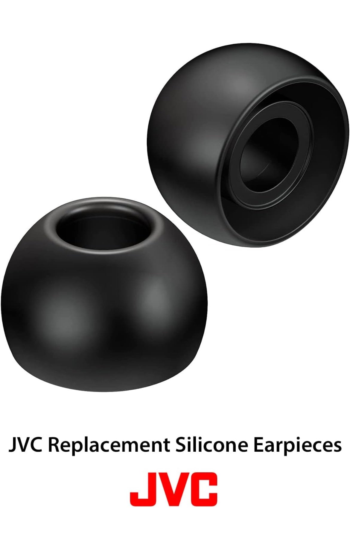 JVC-vervangingssilikoonoorfone – Stel van (6) oorpunte, pas by baie JVC-modelle (Medium) - EPFX2MB (Swart)