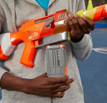 Nerf Fortnite HR Dart Blaster, Ruff Wrap Design, 6-Dart Elite Clip, 6 Nerf Elite Darts, Rotating Bolt Action, Detachable Barrel