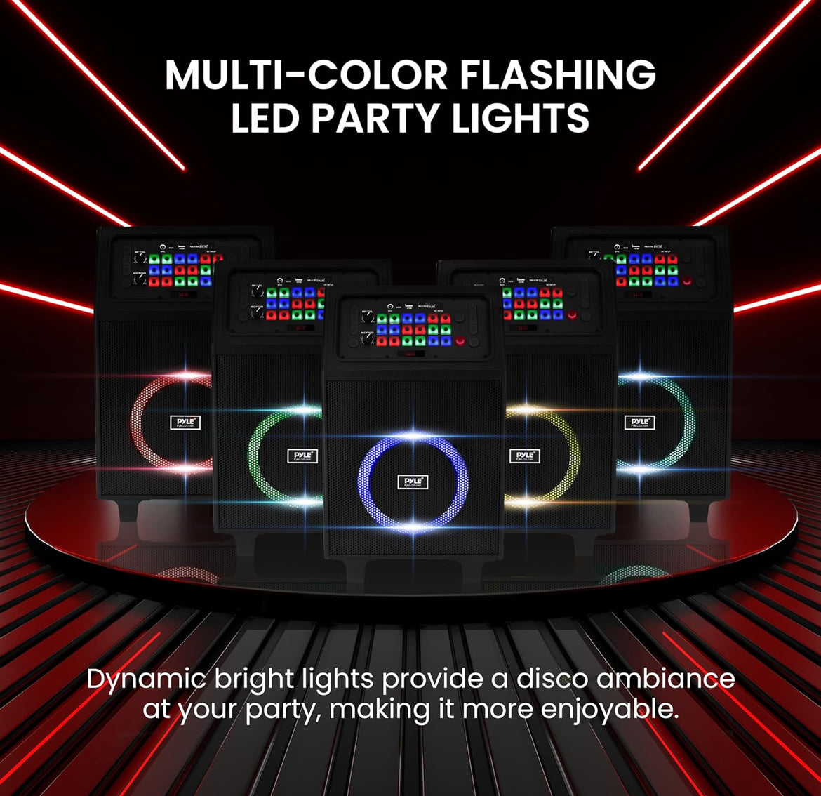 Portable Karaoke PA Speaker System - 600W 8” Rechargeable TWS, Party Lights, LED Display, FM/AUX/MP3/USB/SD, Wheels - Wireless Mic, Remote Control, Tablet Holder Included