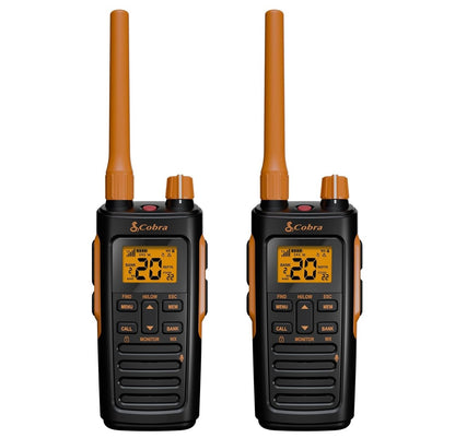 Cobra Trailblazer 450 GMRS Radio (2-pak) – IP54 Weerbestand, 16h Battery, 2.5W Langafstand Walkie-Talkies, Groot LCD-skerm, NOAA, Programmeerbare Sagteware, Verwyderbare Antenna, Herhaler-versoenbaar