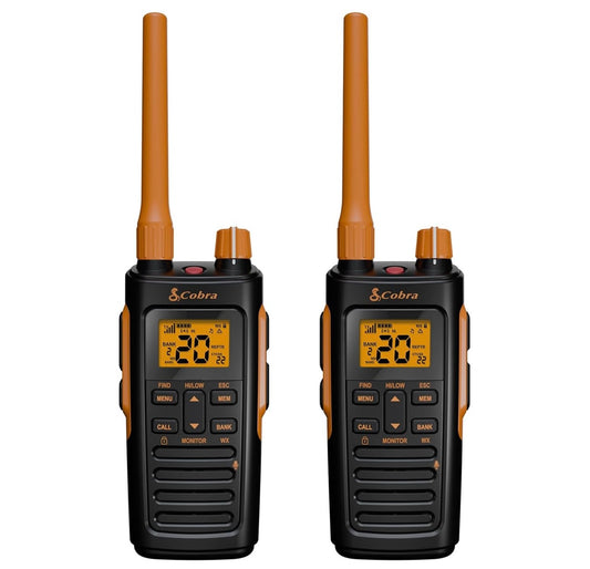 Cobra Trailblazer 450 GMRS Radio (2-pak) – IP54 Weerbestand, 16h Battery, 2.5W Langafstand Walkie-Talkies, Groot LCD-skerm, NOAA, Programmeerbare Sagteware, Verwyderbare Antenna, Herhaler-versoenbaar