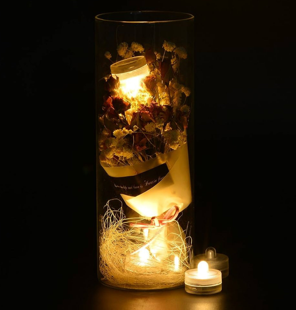 Halloween Lights Submersible LED Lights Battery Powered Underwater Waterproof LED Tea Light for Events Decor Lighting - (Warm White)