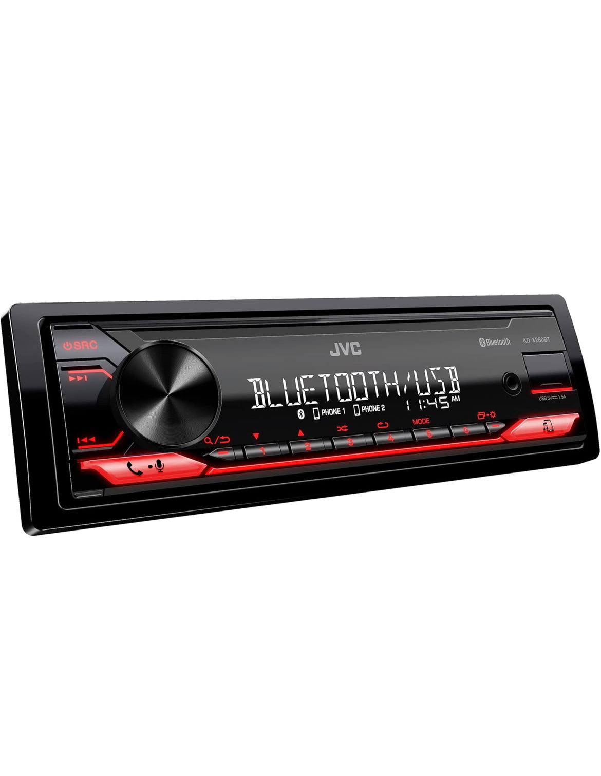 JVC KD-XD28BT Bluetooth-motorstereo met USB-poort – AM/FM-radio, MP3-speler, hoëkontras-LCD, 50 Watt, afneembare voorpaneel – Enkel DIN – 13-band-EQ