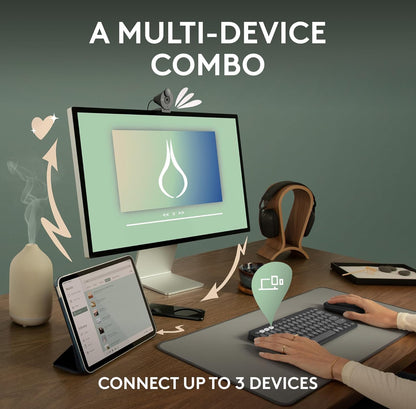 Logitech Pebble 2 Combo, Draadlose Sleutelbord en Muis, Stil en Draagbaar, Aanpasbaar, Logi Bolt, Bluetooth, Maklike Skakel vir Windows, macOS, iPadOS, Chrome - Swart