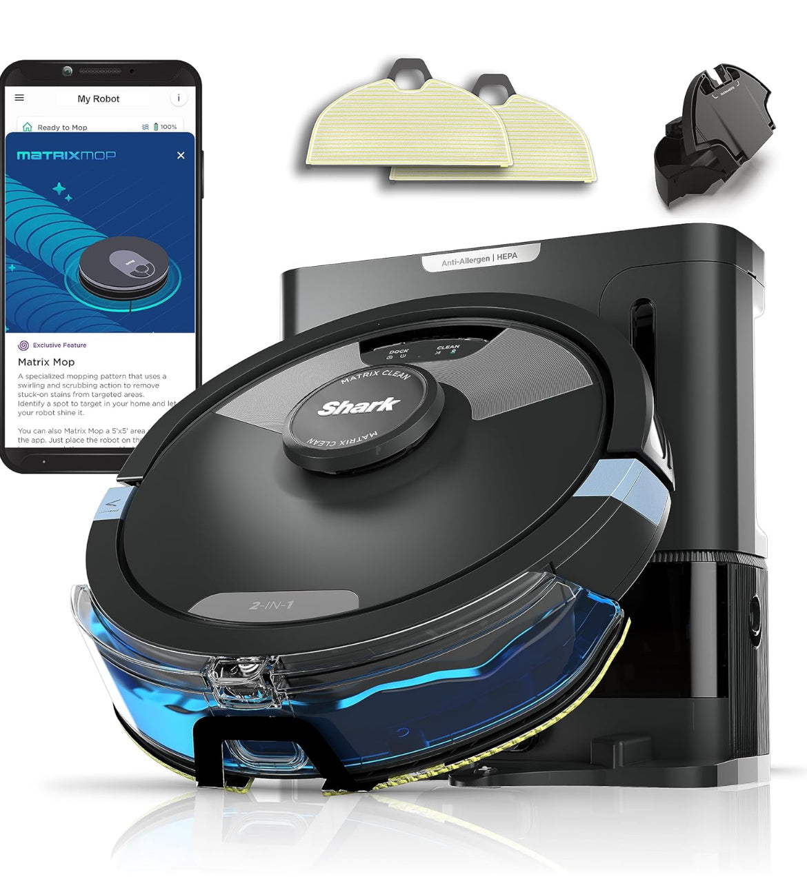 Shark Matrix Plus 2in1 Robot Vacuum & Mop with Sonic Mopping, Matrix Clean - WIFI