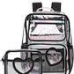 Girls Clear Backpack,2 PCS Large Backpacks Set,Heavy Duty Bookbag Stadium Approved Daypack Transparent Women Bag See Through Daypack for Kids Elementary Middle School Students Teens Sport Black