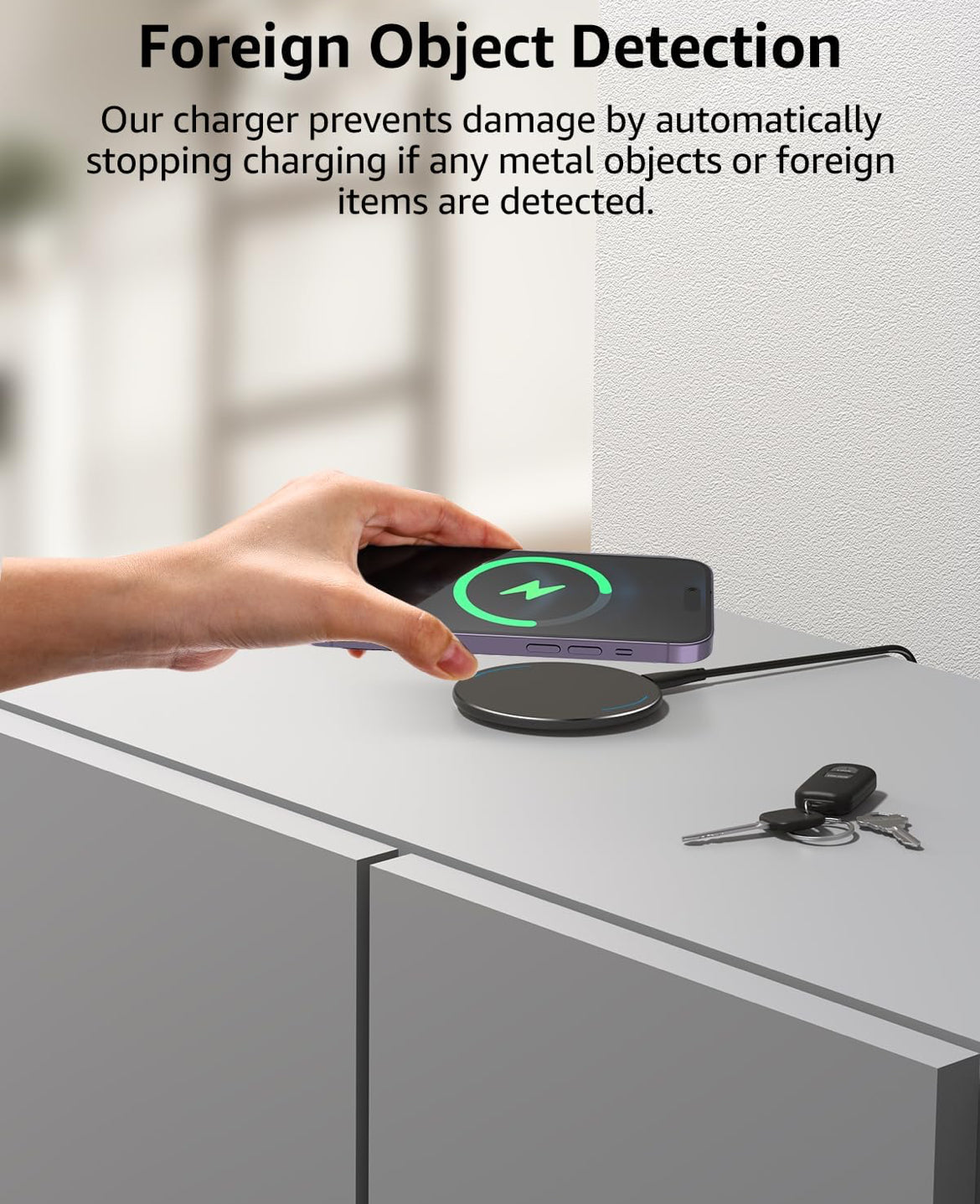 New Anti-Slip Wireless Charger 15W Max Fast Charging Pad Compatible w/ iPhone,Samsung Galaxy - Black