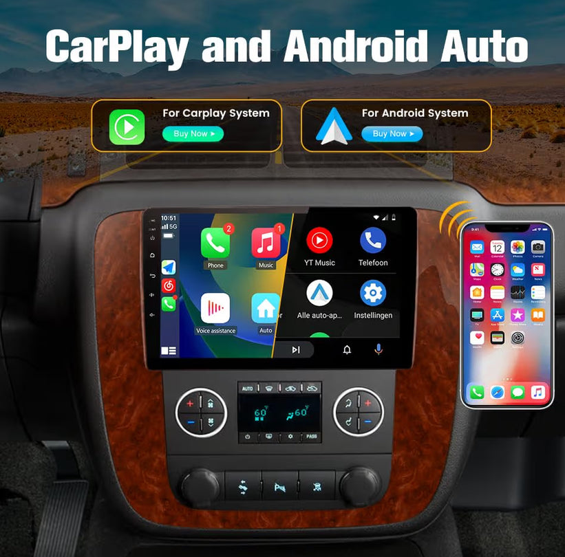 9" Head unit Wireless Carplay Android Auto Car Radio for GMC Yukon Chevrolet Chevy Silverado Tahoe Suburban 2007-2013