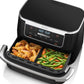 Ninja DZ071 Foodi 6-in-1 FlexBasket Air Fryer with 7-QT MegaZone & Basket Divider for Large Proteins & Full Meals, Smart Finish Cook 2 Foods 2 Ways, Family Sized Capacity, Air Fry, Roast & More - Black