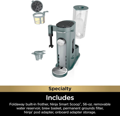 Ninja Pods & Grounds Spesialiteit Enkelbedien Koffiemaker, K-Cup Peul Versoenbaar- Saliegroen (PB051SG)