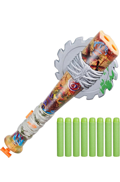 Nerf Zombie Strikeout Dart Blaster, 8 Nerf Elite Darts, Foam Blade, Pull Back Priming, Outdoor Games, Ages 8+