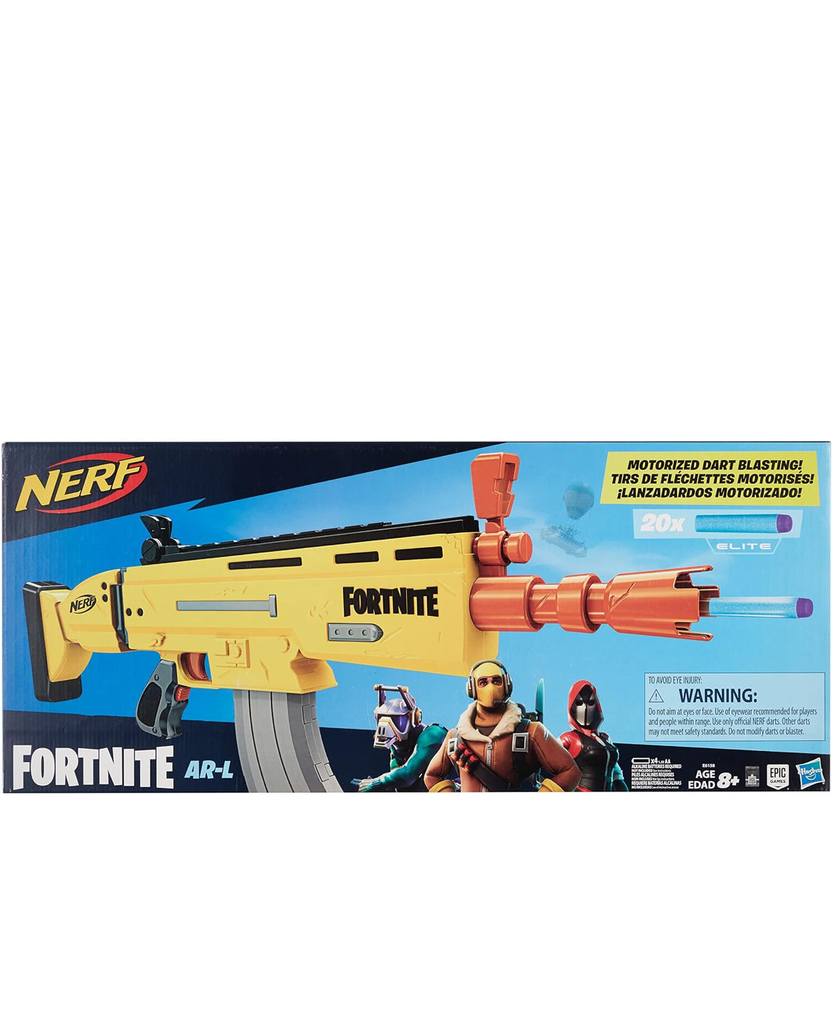 Fortnite AR-L Nerf Elite Dart Blaster - Motorized Toy Blaster, 20 Official Nerf Fortnite Elite Darts, Flip Up Sights - for Youth, Teens, Adults