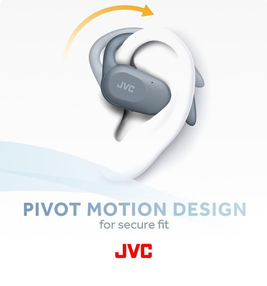 JVC naby-fone Oopoor-Ware Draadlose Hooftelefone met Spilbewegingmeganisme, 16mm Groot Drywersklank, Enkeloor-gebruik, BT 5.4, Lang Batterylewe (tot 26 Uur) - HANP40TA (Blou)