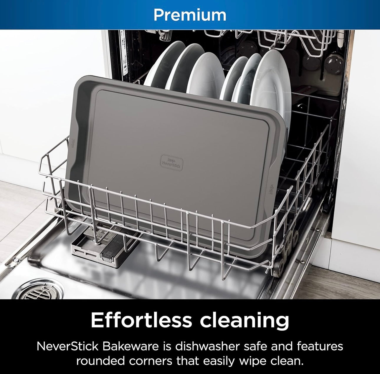 Ninja B33003 Foodi NeverStick Premium 3-Stuk Bakplaatstel, Kleefvry, Oondveilig tot 260⁰C - Skottelgoedwasser Veilig (Grys)