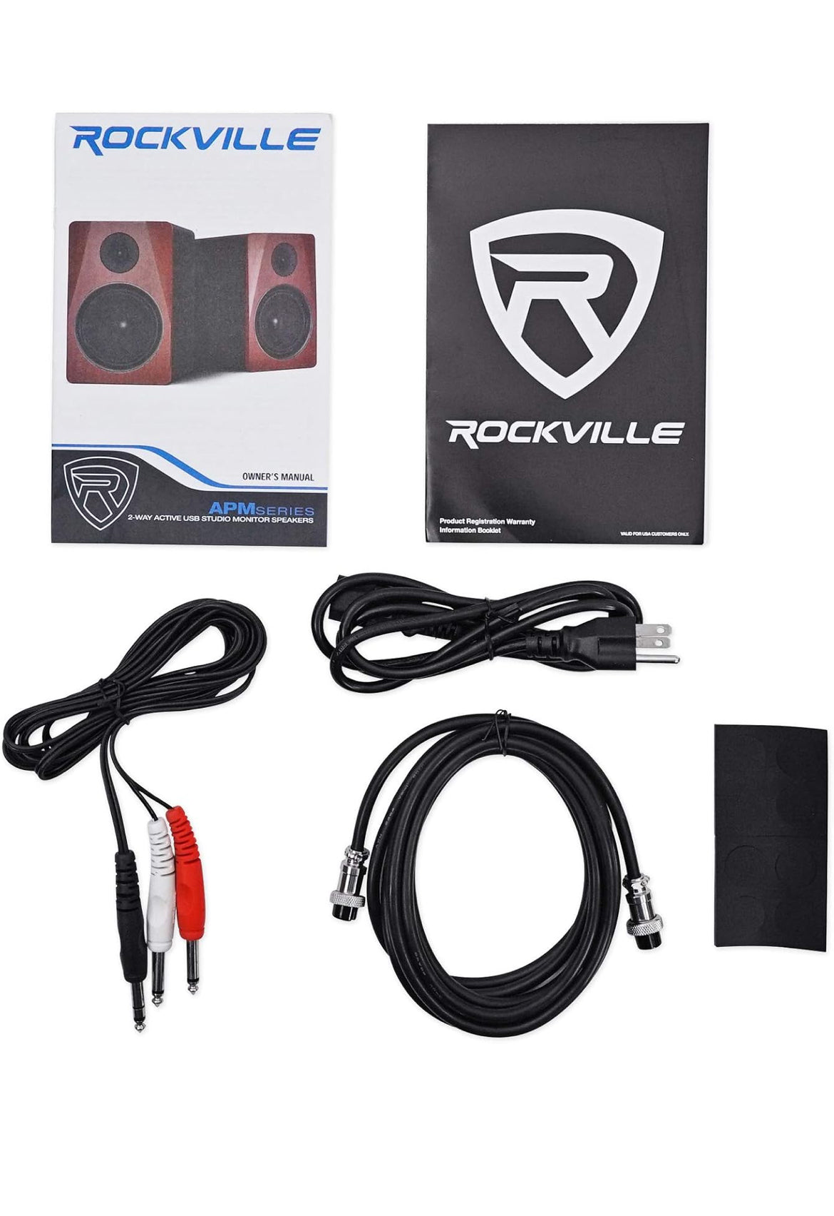 Rockville APM6W Powered USB Studio Monitor Speaker Pair in White, 6.5", 2-Way, 350W, EQ, MDF Wood, RCA/XLR