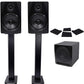 Rockville (2) APM8B 8" Powered Studio Monitors+Active 10" Subwoofer+Stands and Pads
